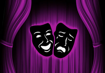 purple and black theater masks