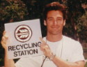 Michael holding recycling sign